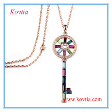 Fashion key pendant long chain costume jewelry necklace